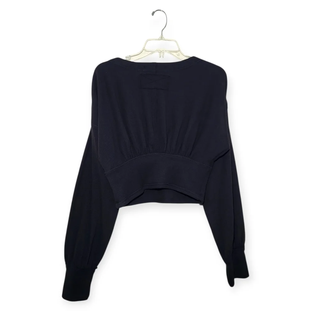 FREE PEOPLE All Nighter Long Sleeve Surplice Crop Top Black Small